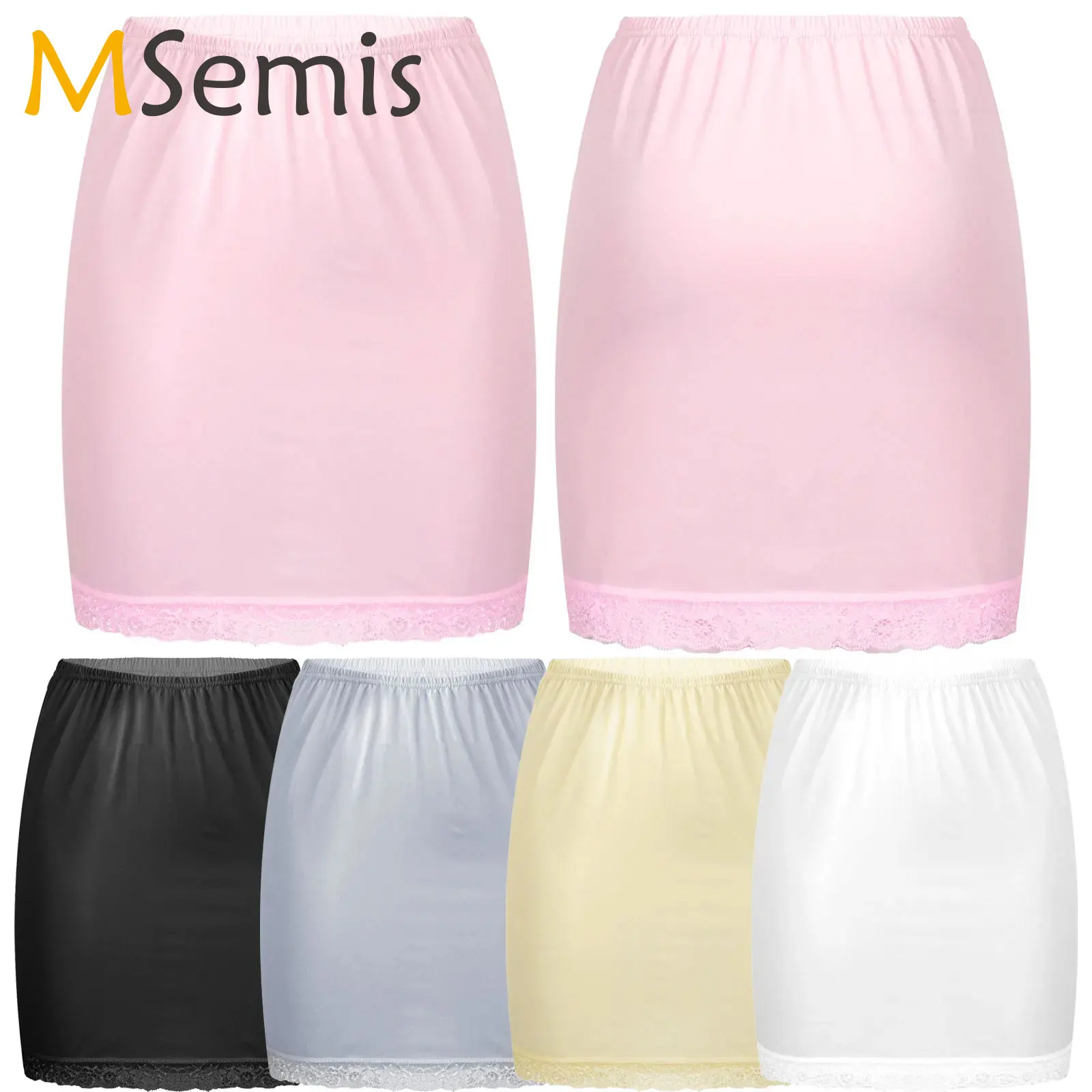 Womens Underskirt Soft Half Slips Dress Summer Ladies Underwear Thin High Waist Elastic Anti-Penetrating Underskirt Lining