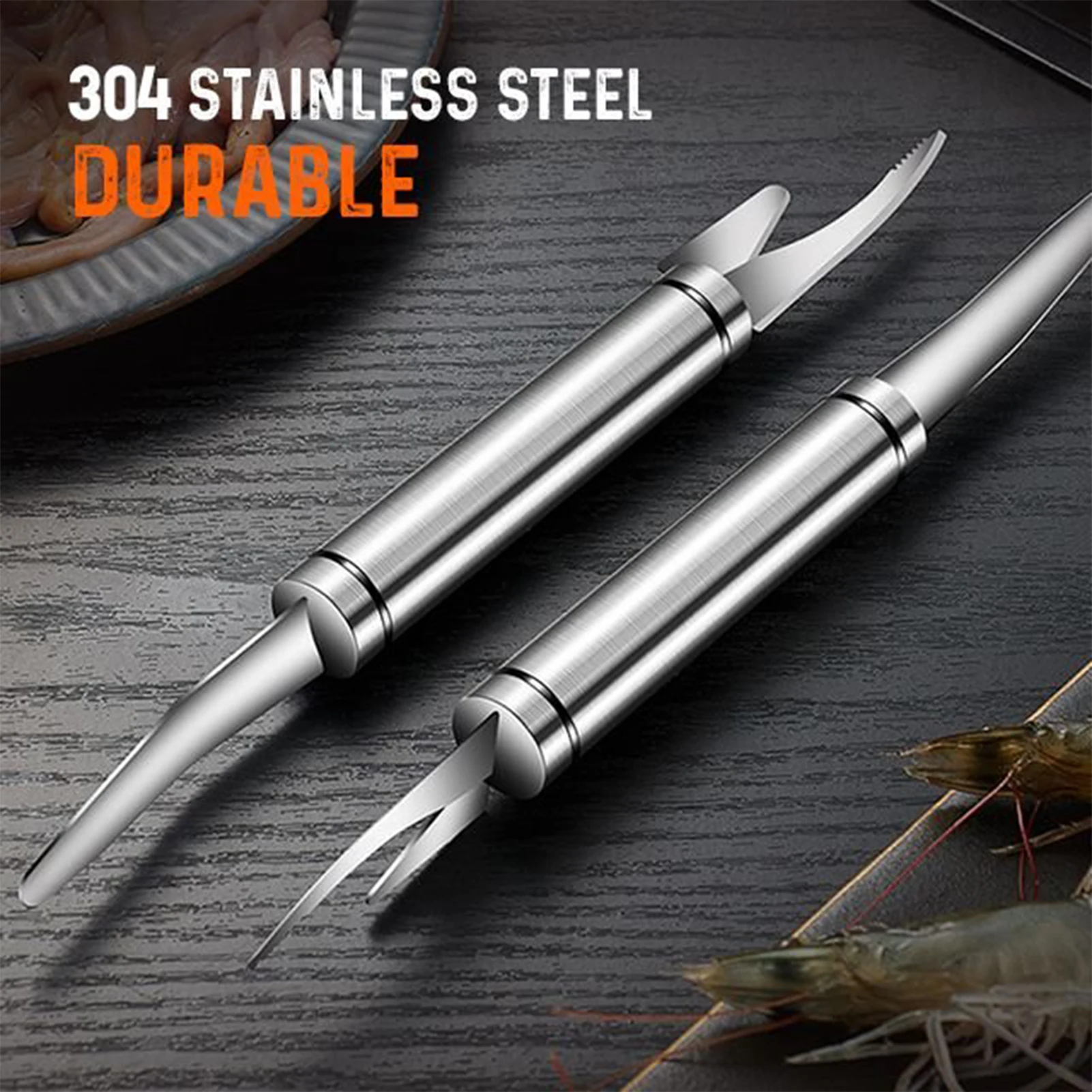 Stainless Steel 6 In 1 Fish Knife Multifunctional Fast Shrimp Peeler Shrimp Line Kitchen Tools Cutting Scraping Digging Knife