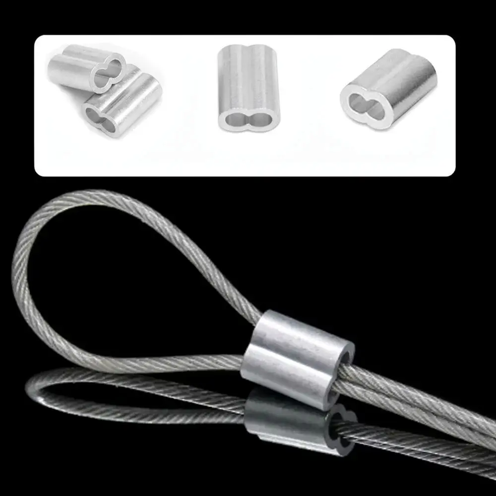 Double Hole Aluminum Ferrules Stainless Steel Thimble Set For Wire Rope Fixing Cable Protective Loop Fastening Hardware