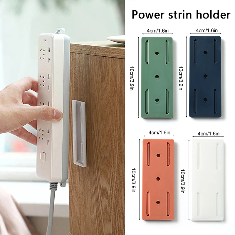 Wall Mounted Socket Holder Fixer Patch Self-Adhesive Power Socket Strip Fixator Punch-free Plug Socket Organizer for Home Office