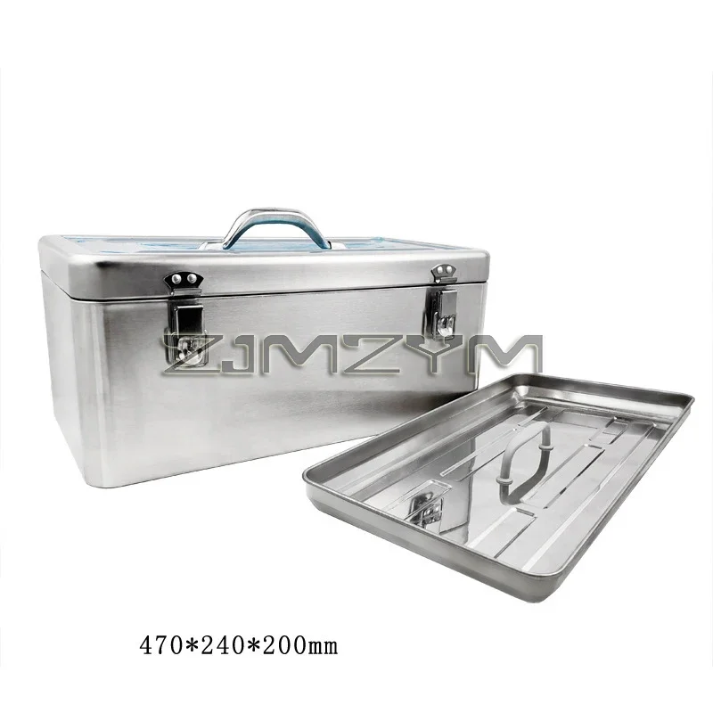 Stainless Steel Tools Box Professional Toolbox Metal Box with Handle and Lock Detachable Tool Storage Case