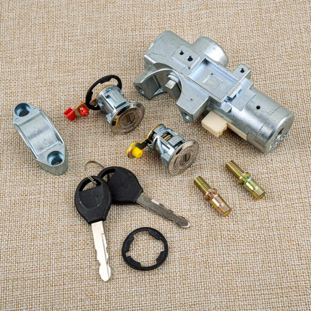 8Pcs/Set Ignition Barrel Switch Door Lock Cylinders With Keys Set Car Accessories Fit For Nissan Navara D22 03/1997-05/2006