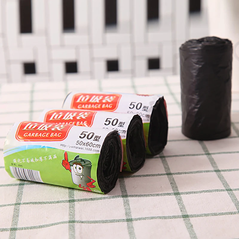 New 1Rolls 50*60cm Garbage Bags Single Color Thick Convenient Environmental Plastic Trash Bags Disposable Plastic Bag Black