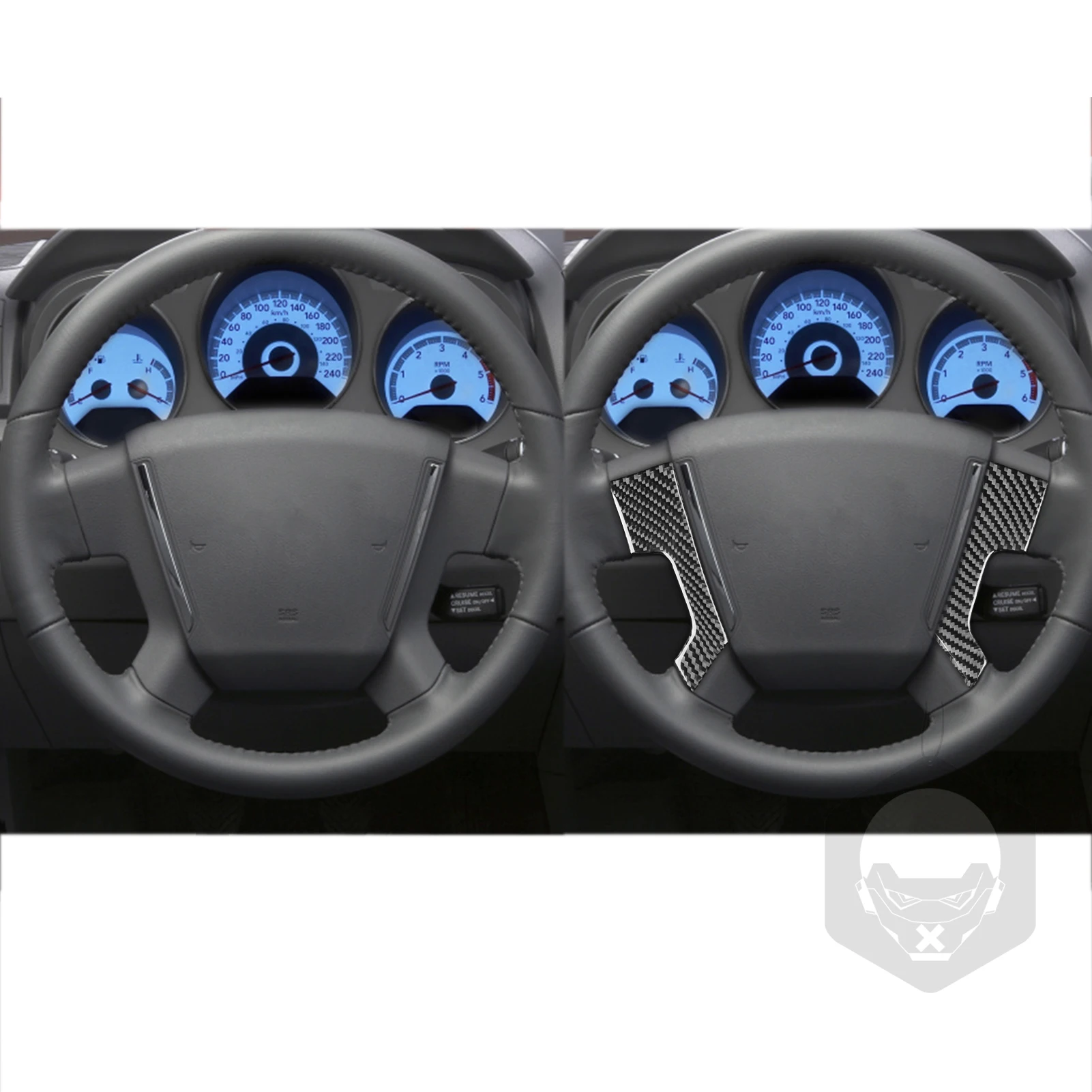 For Dodge Avenger 2008-2010 Real Carbon Fiber Steering Wheel Button 2PCS Car Interior Decoration Accessories Styling Sticker