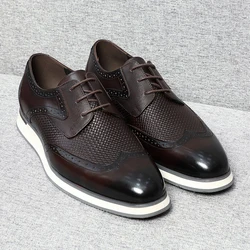Luxury Handmade Men's Casual Dress Shoes Cow Genuine Leather Lace-Up Black/Brown Derby Shoes - Original Man Sneaker Footwear