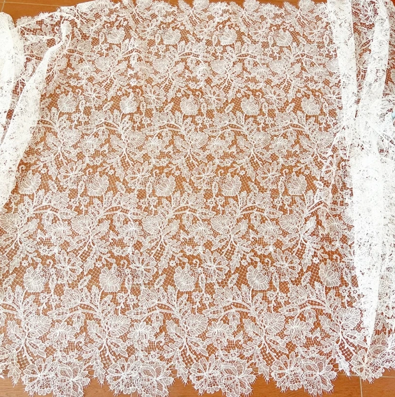 Fine Off White Fish Thread Wedding Lace Fabric, Hollow European and American Dress, Dress Accessories