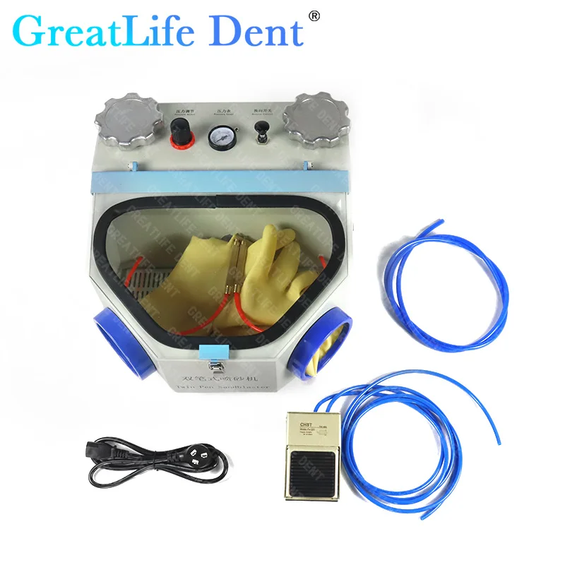 GreatLife-máquina de chorro de arena para odontología, equipo de laboratorio Dental con doble pluma de abolladura, pulidora de Prophy de aire