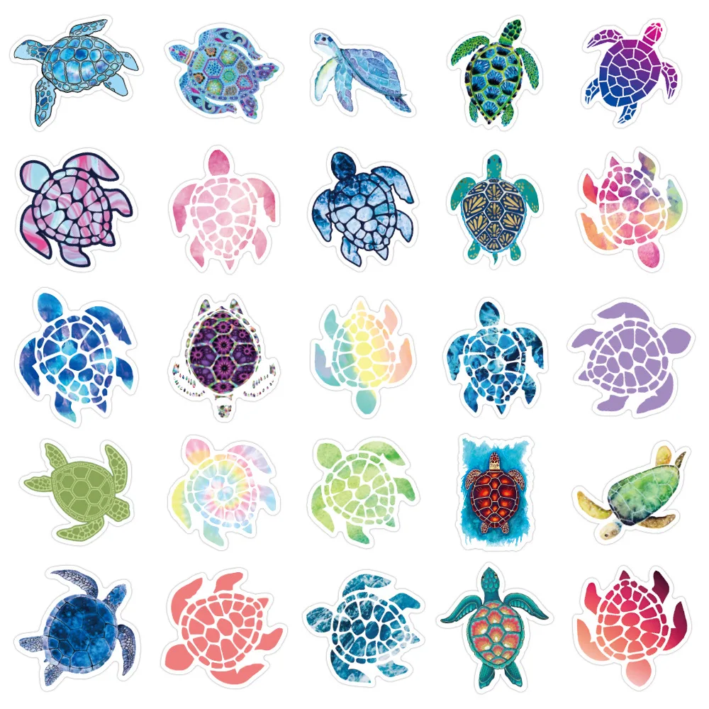 50/100Pcs INS Novelty Colorful Sea Turtle Stickers PVC Waterproof Stickers Decals For Kids Boys Girls Toys Gifts