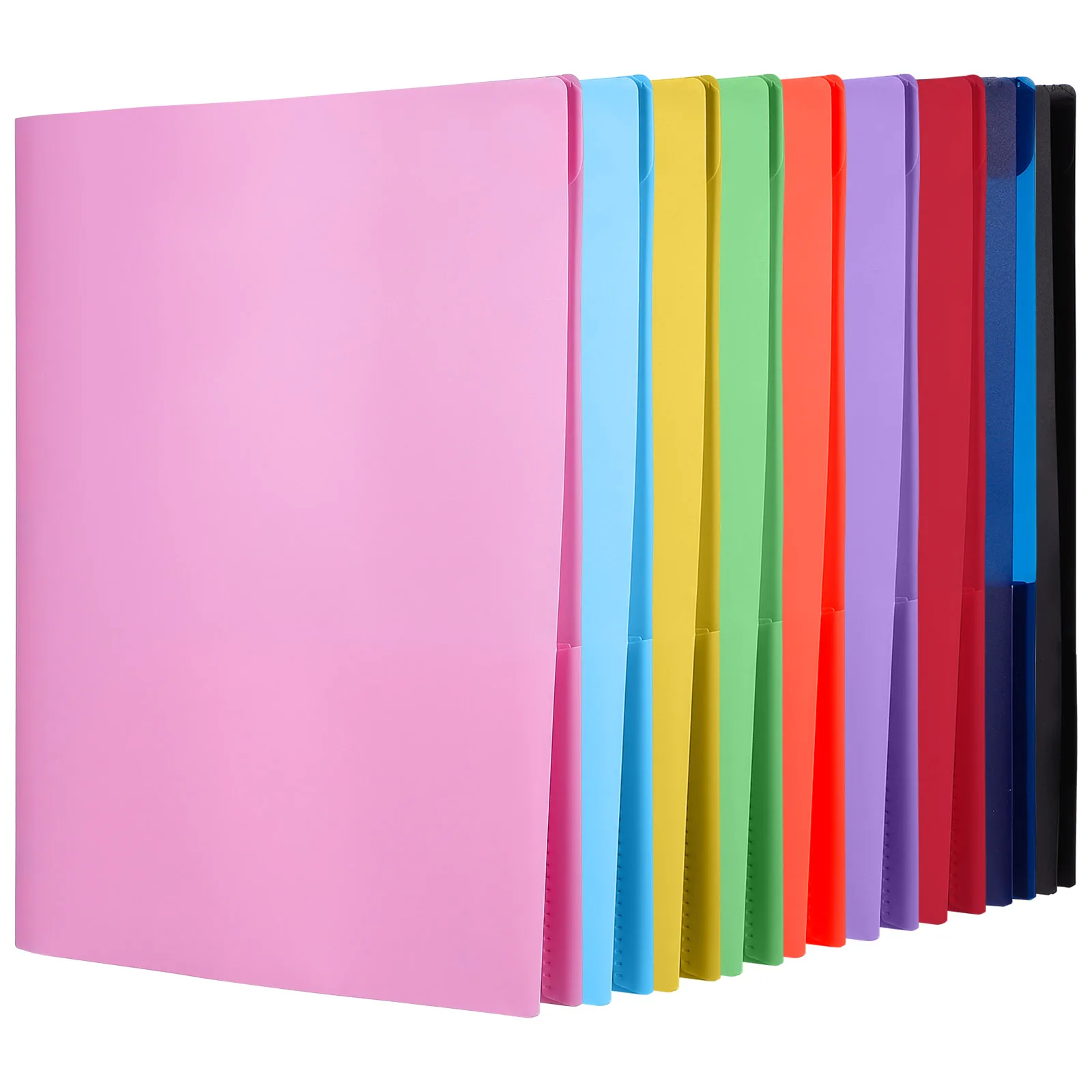 

9 Pcs File Folders Double Pockets Plastic Document Holder Document Organizer 9 Colors Slim Storage Office School Supplies