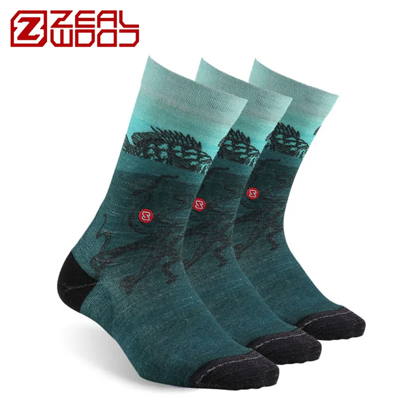 ZEALWOOD baskı merinos yünü atletik çorap erkek kadın Ultra hafif koşu nefes çorap Golf bisiklet tenis 1/3 Pairs