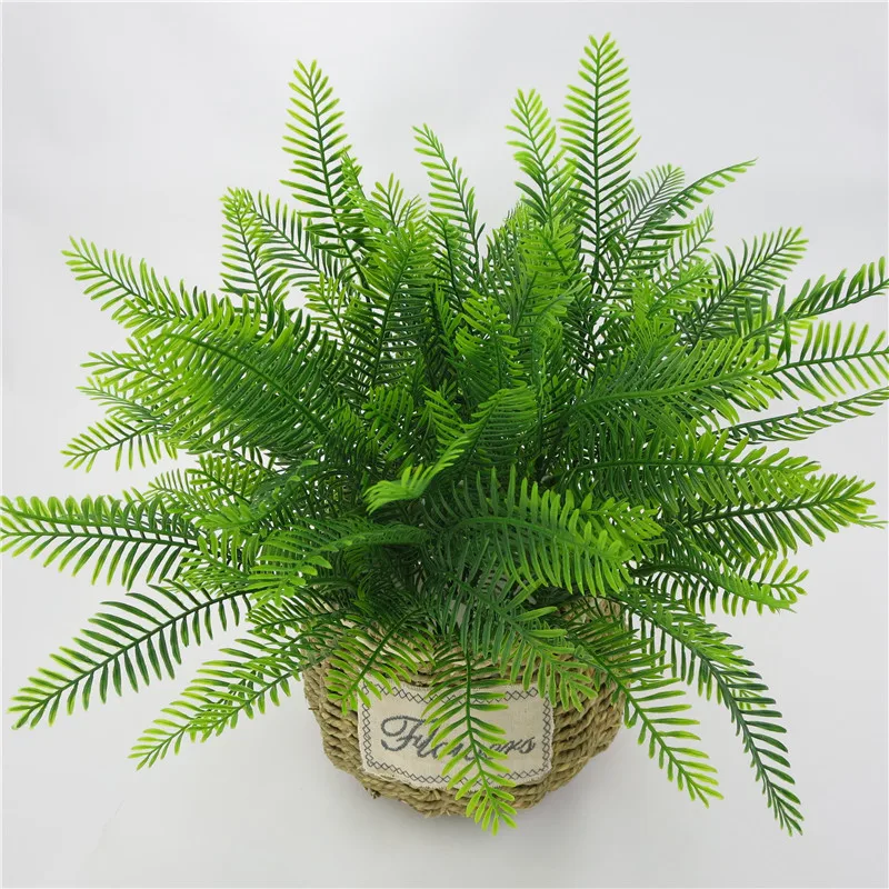 Planta Artificial de helecho para decoración de pared, hierba falsa de plástico, hoja verde, para el hogar Decoración de mesa, 3 piezas