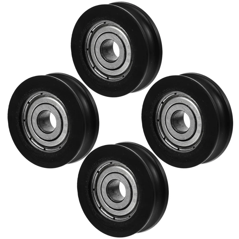 Polia de rolamento para porta deslizante, 4 unidades, rolo resistente com sulco em u, roda de pista, portão deslizante, polia de corda