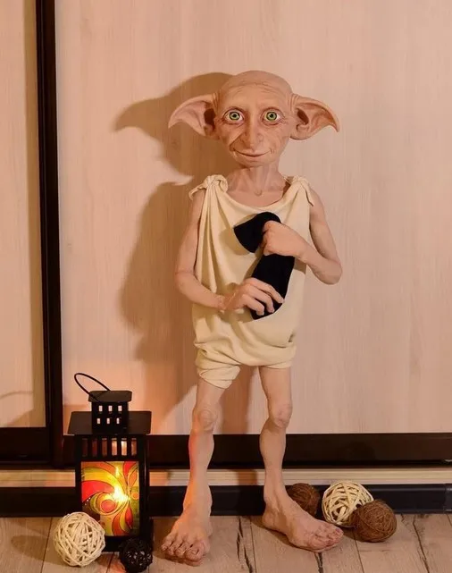 16cm Halloween Elf Statue Harryed Magic World Dobby Elf Sculpture Figure Resin Ornaments Collectible Model Kids Toys Gift