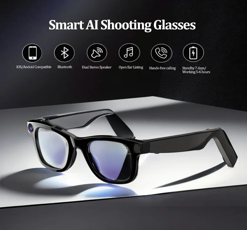 

1080p AI glasses anti-shake camera contact video glasses voice call noise reduction wireless Bluetooth headset glasses goggles