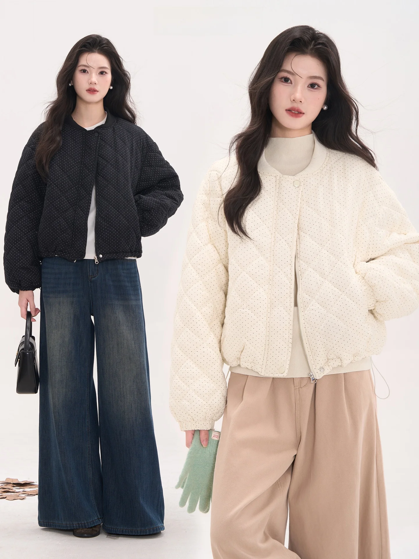 

Женская утепленная зимняя хлопковая куртка Heme Galaxy Poem Dot Pattern в корейском стиле, свободного кроя, на молнии