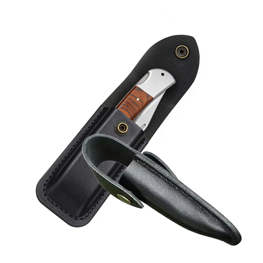 High- Quality Folding Knife Universal Two-layer Cowhide Leather Sheath  Knife Case Hand-carved Scabbard Knife  with Belt Buckle view 5
