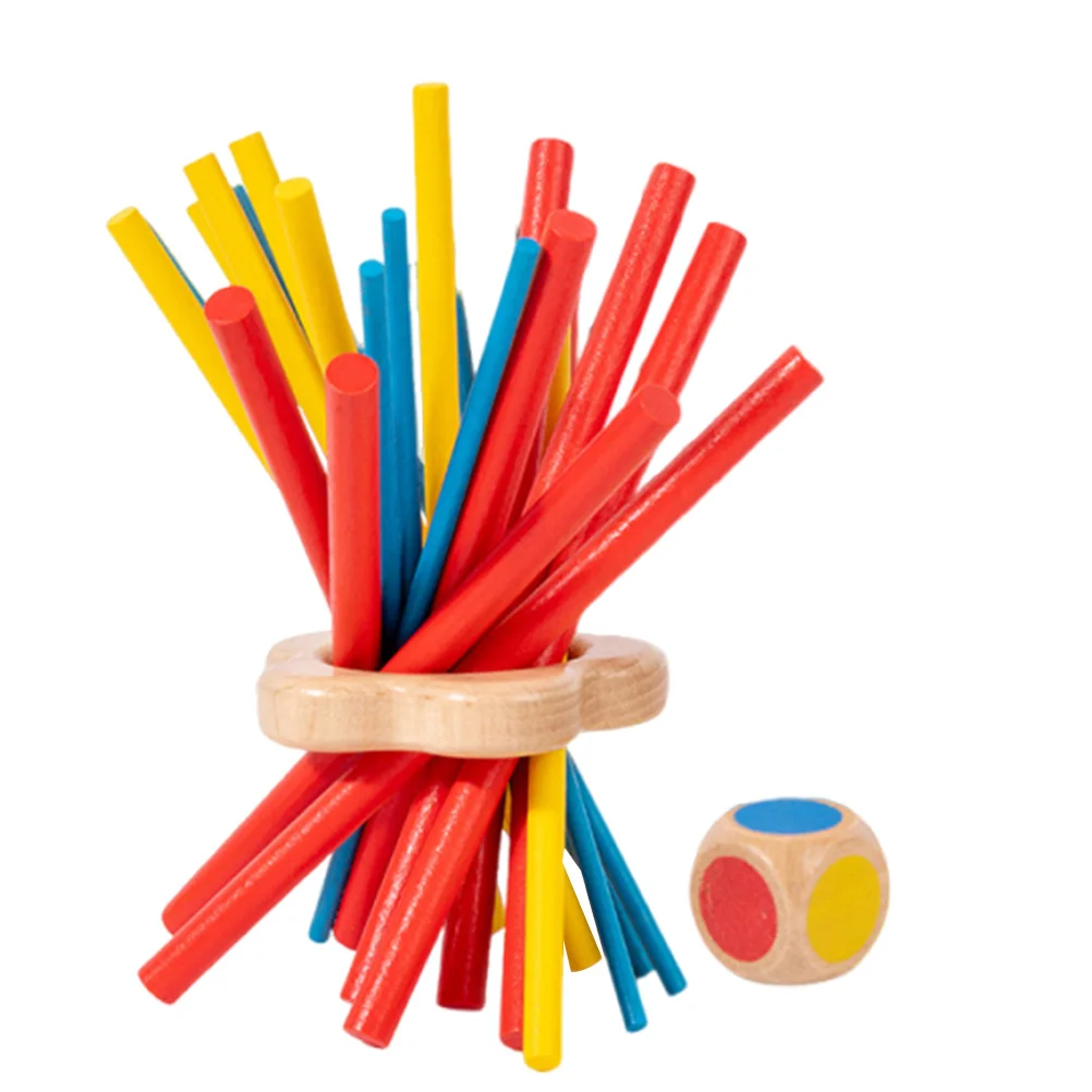 1세트 몬테소리 나무 균형 막대 게임 어린이 교육용 가족 테이블 게임 손과 눈의 협응력 향상 색상