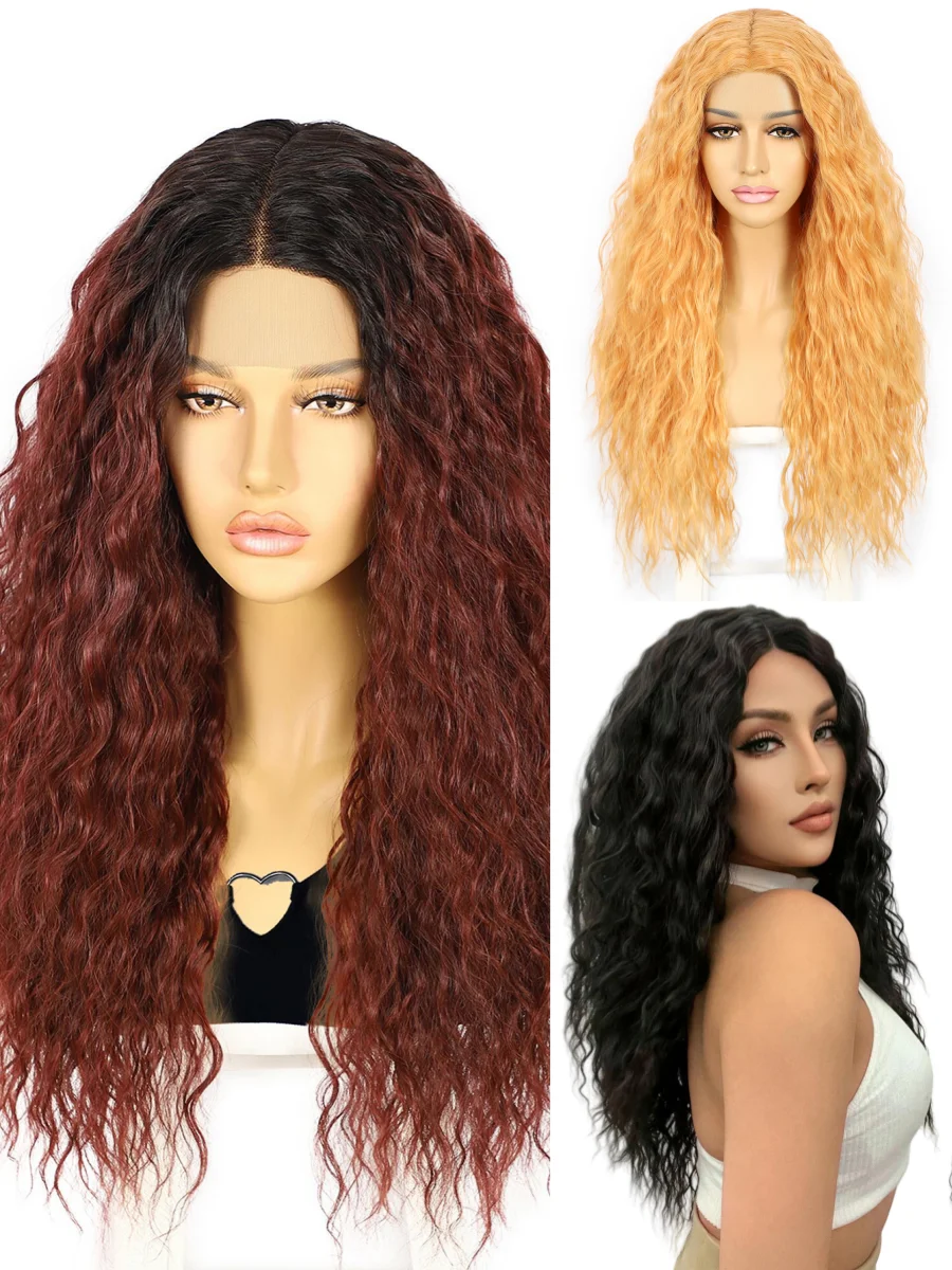 13*1 Front Lace Women's Wig Long  Curly Synthetic Wig for Party for Cosplay, Music Festival