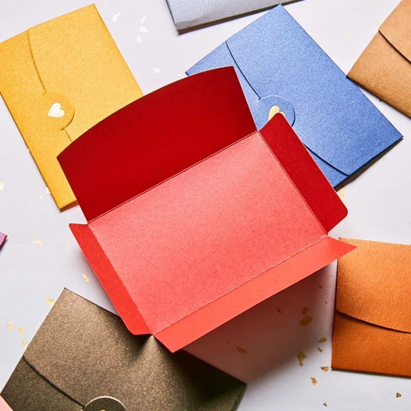 Papel Kraft perlado de Corazón de caramelo dorado, sobre pequeño, bricolaje, cubierta de tarjeta de felicitación colorida, regalo de álbum de