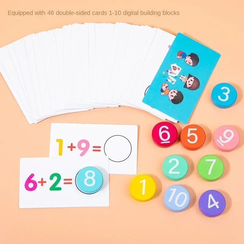 Children's Wooden Number Board Cognitive Matching Addition Subtraction Operation Montessori Logical Thinking Training Math Toys