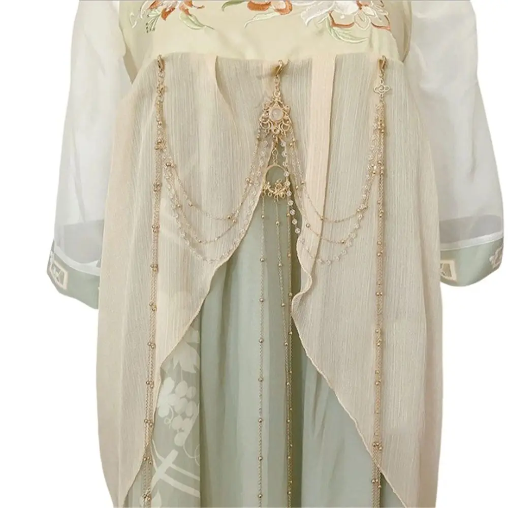 긴 태슬 한복 허리 체인 탈부착 가능한 전통 중국 스타일 벨트 펜던트 한복 의상 액세서리