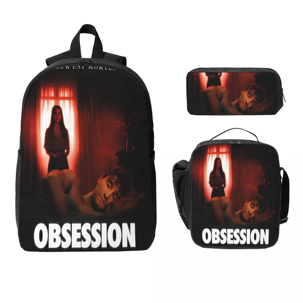 3Pcs Obsession 2026 Backpack Set for Girls Boys Pencil Boxes Bookbag Sets with Lunch Box For Primary School Students Knapsack