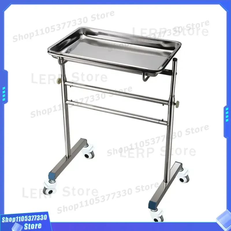 Stainless Steel Medical Trolley Adjustable Hospital Tray Cart for Clinic Nursing Home Healthcare Equipment Mobile Service