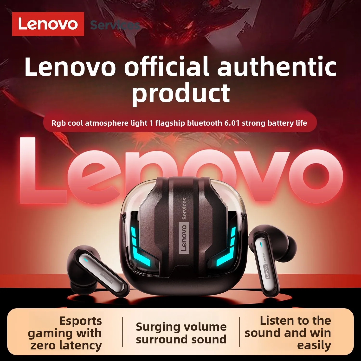 

New Lenovo GT103 E-Sport Wireless Headphones TWS Bluetooth 6.0 Earphones HD Low Latency Game Call Music Noise Cancelling Earbuds