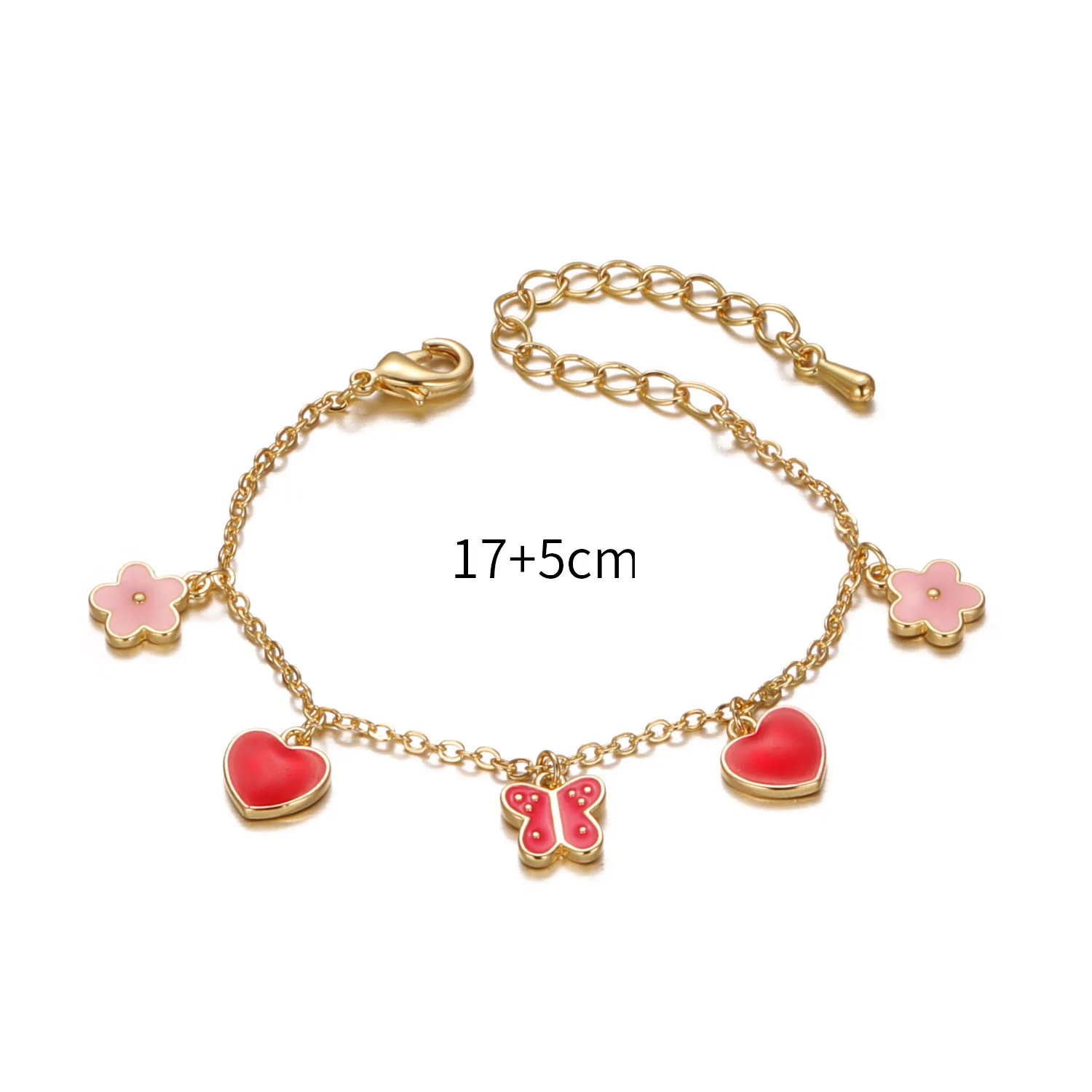 Heart Love Butterfly Chain Adjustable Bracelet Gift Fashion Kid's Jewelry Gift for Baby Girl Toddler