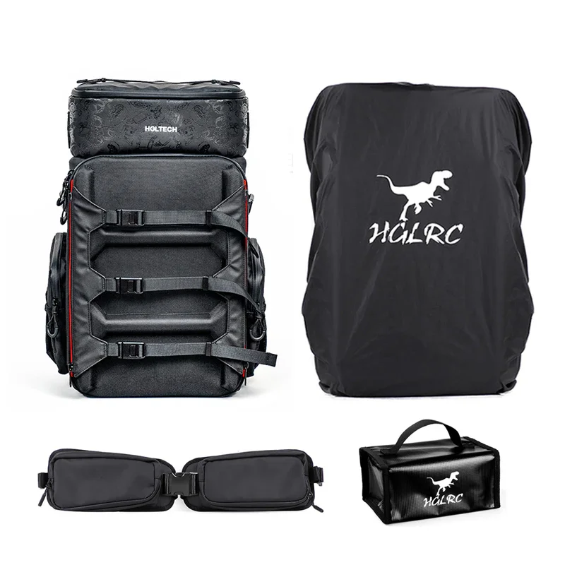 HGLRC B1 Drone Backpack Set (Backpack + Lumbar Support + Rain Cover + Battery Bag)