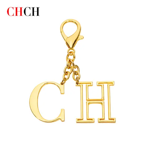CHCH 럭셔리 브랜드 패션 수하물 액세서리 키 체인 수하물 펜던트 간단한 패션 중공 편지 티타늄 합금 쥬얼리
