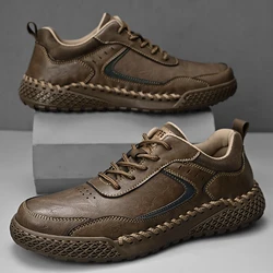 Hot Selling Men's Genuine Leather Casual Shoes Europe America Thick Soled Outdoor Hiking Shoes Massage Soles Men's Sports Shoes