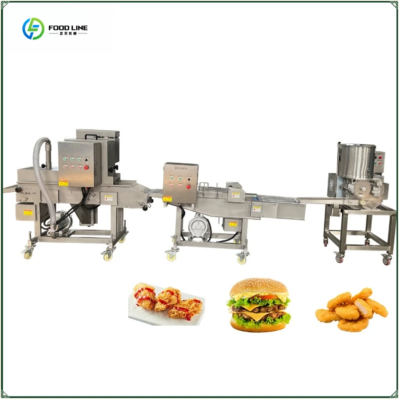 Meat Pie Patty Making Machine Cutlets Chicken Nugget Production Line FL Customized