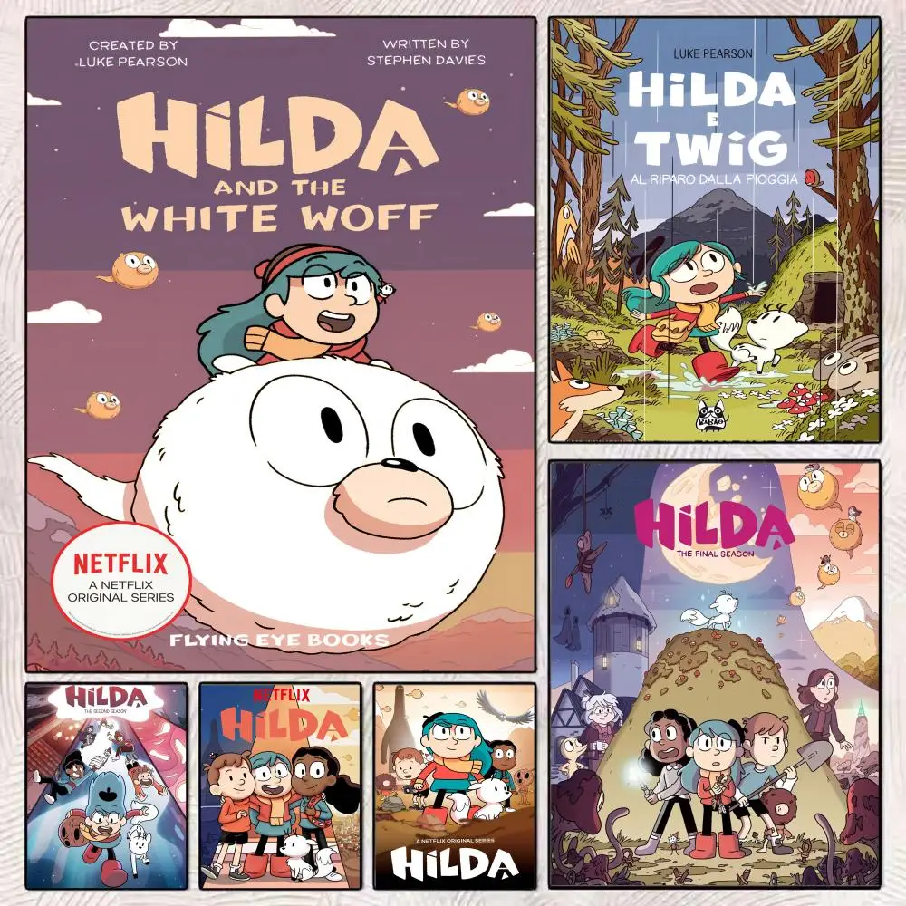 1 шт., постер с рисунком H-Hilda Kawaii для девочек, идеальная наклейка, самоклеящаяся, художественная, предназначенная для дома, столовой, офиса, пространства