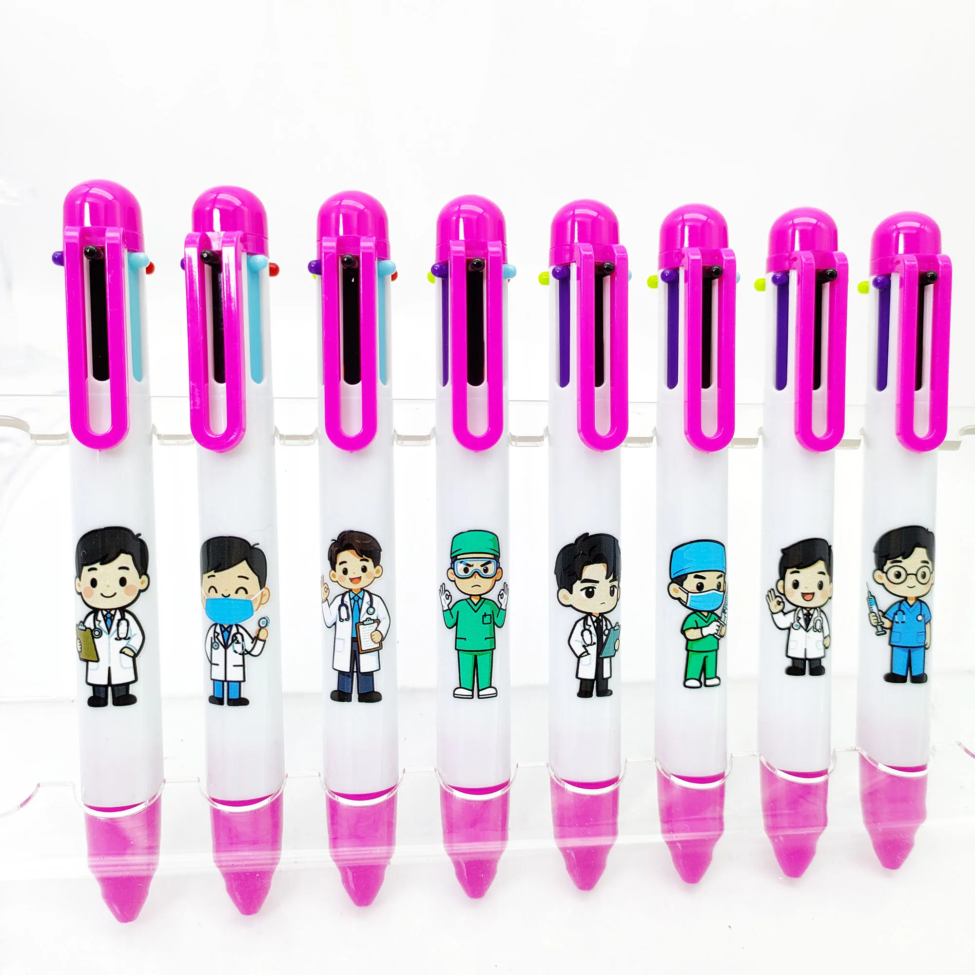 

8 шт./16 шт. разноцветная шариковая ручка на тему Доктора, многоцветная шариковая ручка «шесть в одном», ручка для офиса и рисования с маркировкой.