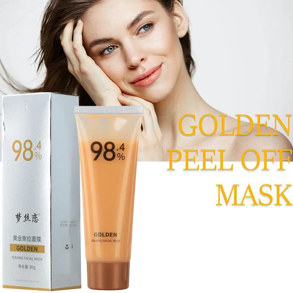 Masque peel-off à la feuille d'or pour femme, exextinction des points noirs, nettoyage en profondeur du visage, soins de la peau, grands pores, raffermissant, rugueux, 80g, T1Y7