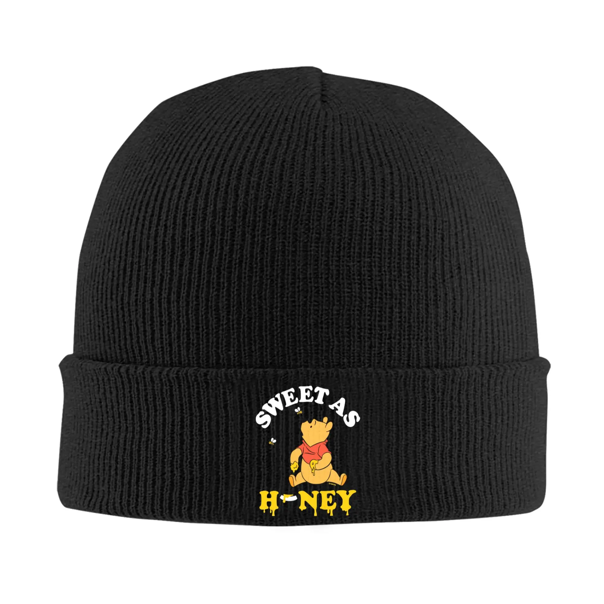 Winnie the Pooh Sweet As Honey Beanie Hats  Skullies Beanies Men Women Vintage Head Wrap Caps Winter Kpop Graphic Bonnet Hats