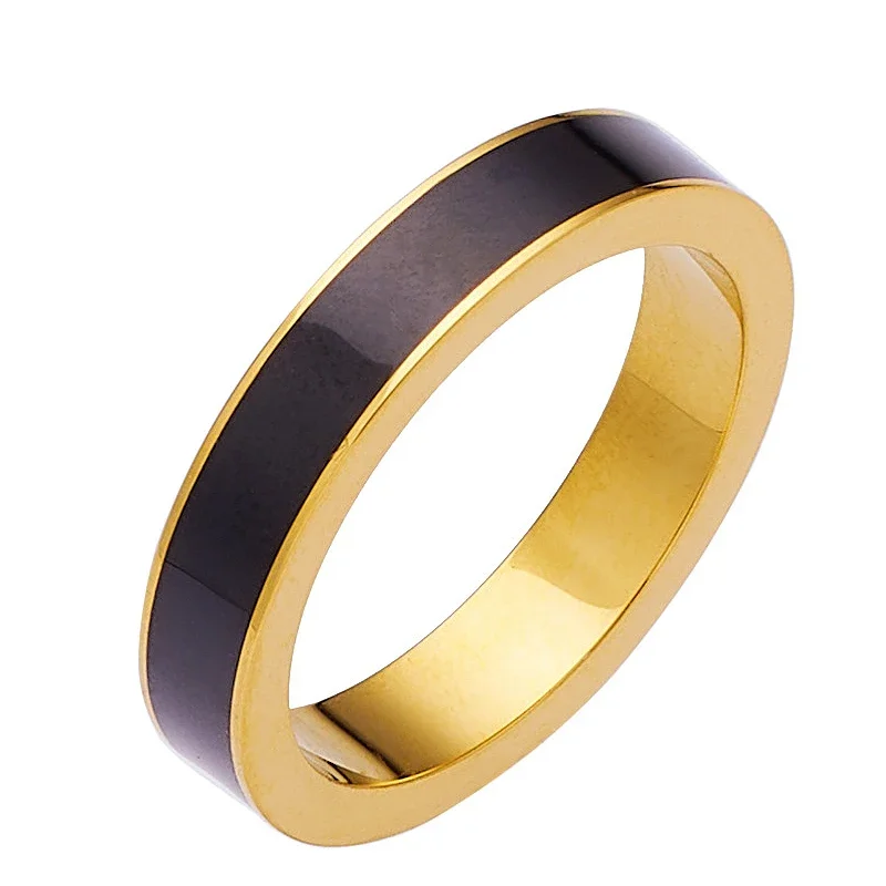 4mm Stainless Steel Finger Ring White Enamel Ring Fashion Jewelry for Women Luxury Quality Gift