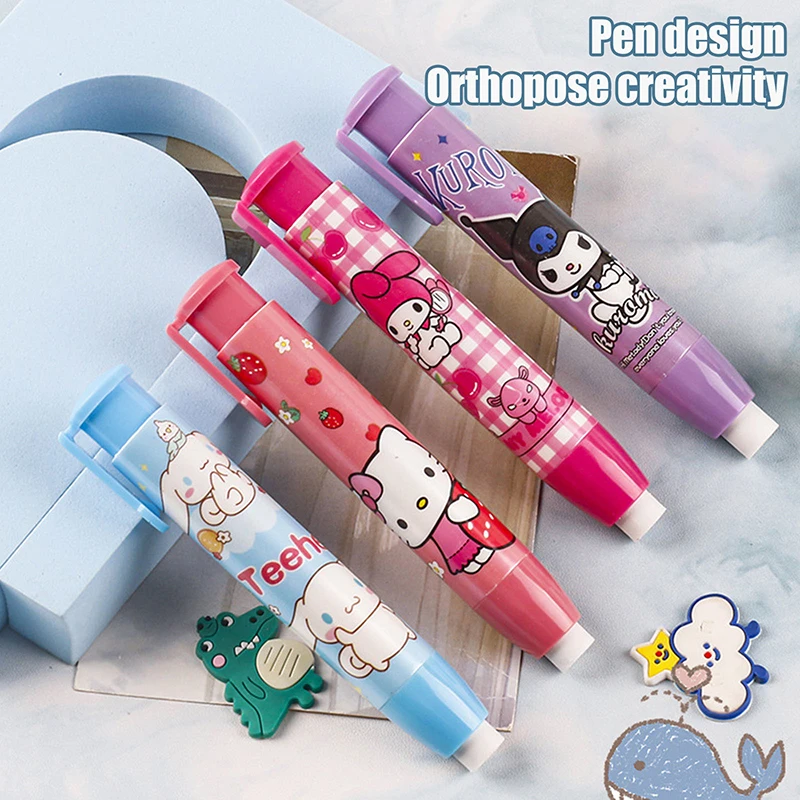 1Pcs Press Eraser Replace Core Sanrio Eraser Kawaii Hello Kitty Eraser Student Stationery Supplies Children's Toys