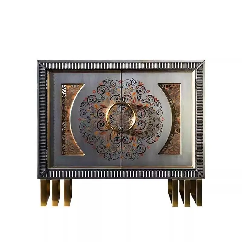 Gabinete de entrada retro americano, almacenamiento decorativo de lujo ligero en el vestíbulo de entrada, gabinete lateral de comedor, pasillo decorativo