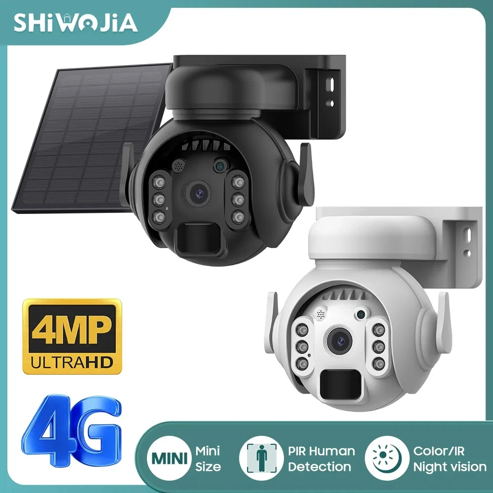 SHIWOJIA 4MP Solar Camera 4G/WIFI Outdoor Night Vision Surveillance 2-Way Audio Security With 7800mAh Battery Long Time Standby