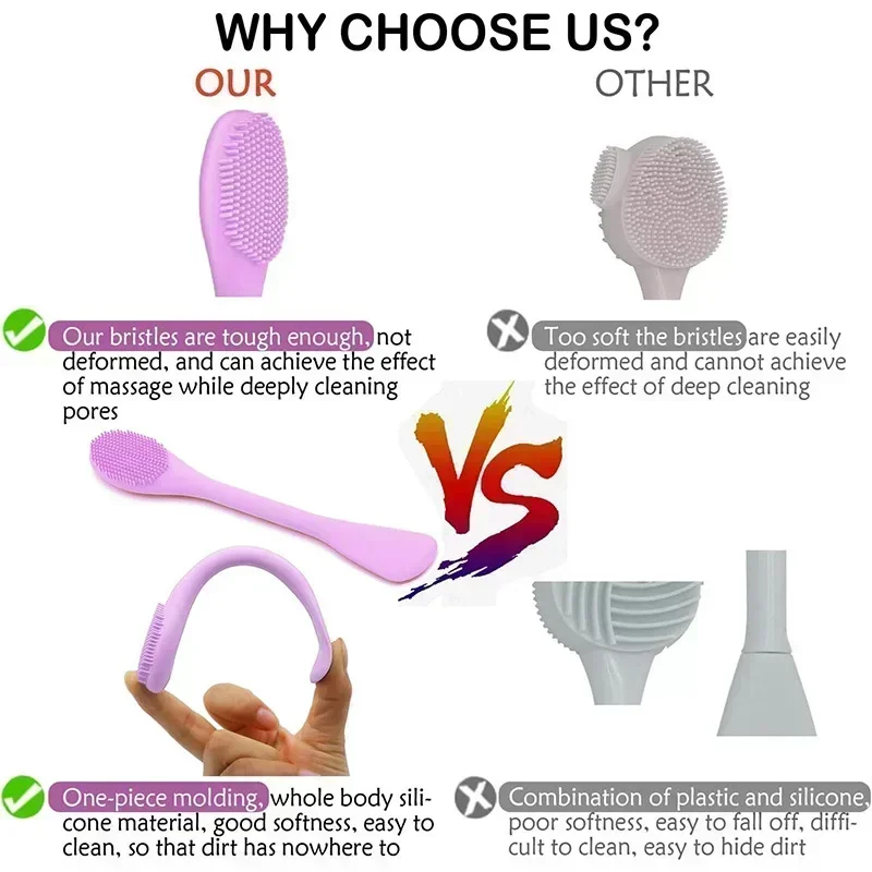 Cepillo de máscara de silicona, limpieza de belleza, cabezal de cepillo autónomo, masaje de doble propósito integrado, herramienta de eliminación de piel oscura