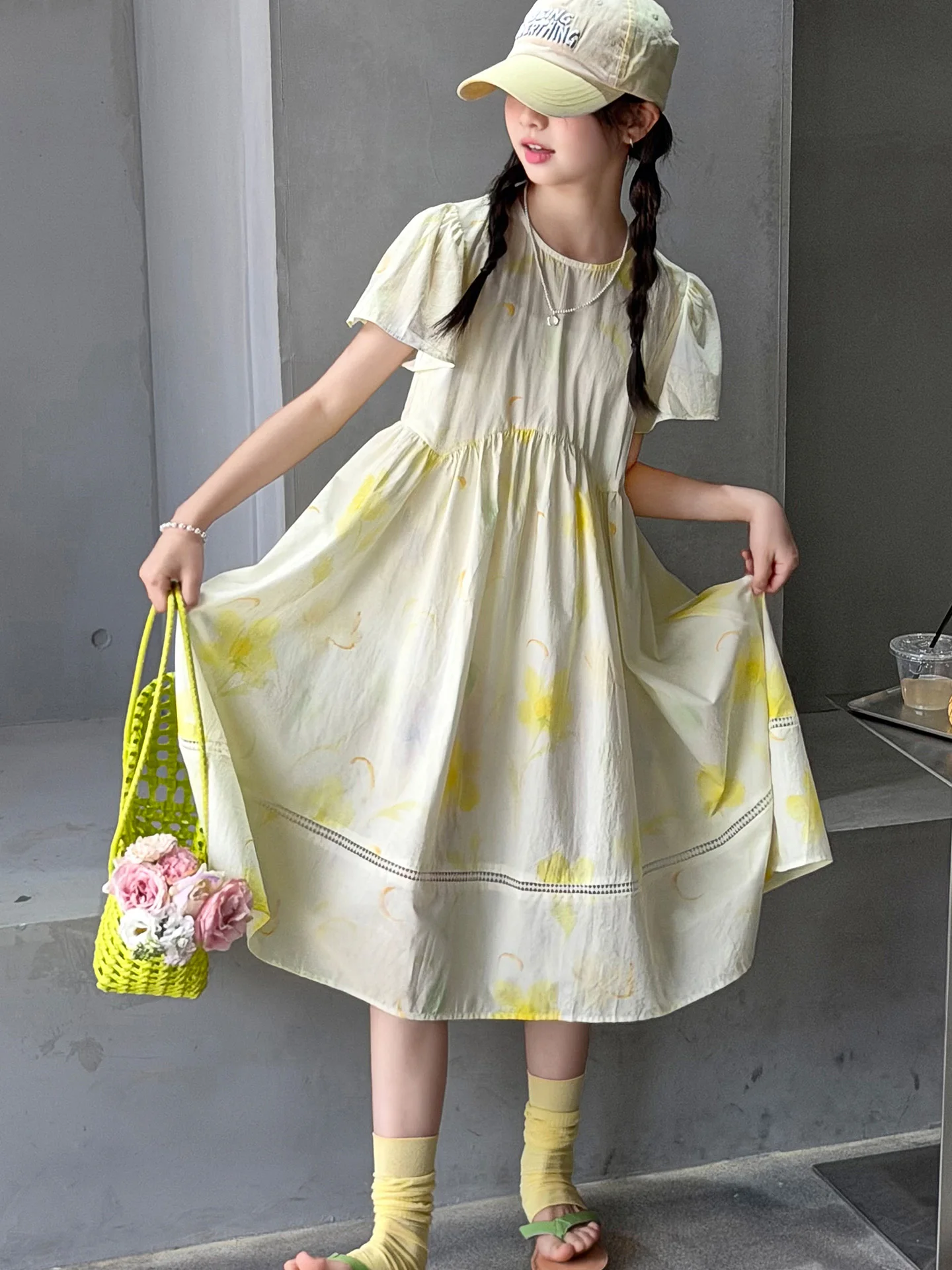 Vestido de Verão Estilo Princesa para Meninas, Moda Infantil, Vestido Doce para Meninas, Nova Chegada, Roupas de Verão para C...