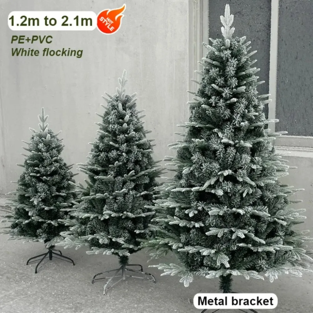 

Artificial Christmas Tree PE/PVC Encryption Spray White Flocking Large Christmas Tree 1.2m-2.1m Christmas Home Party Decoration