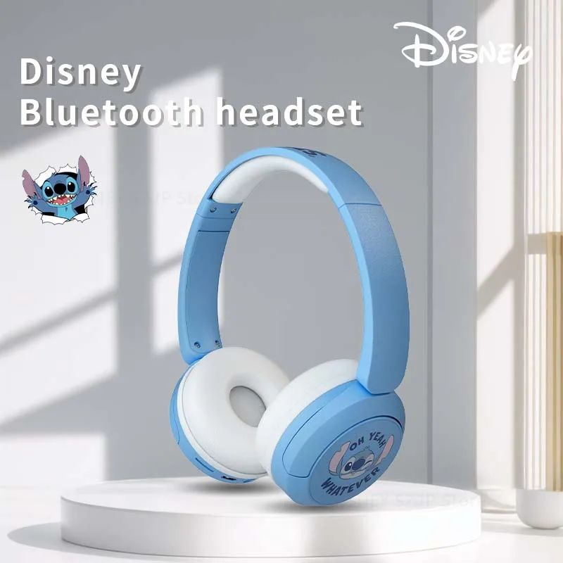 New Disney Stitch Wireless Bluetooth Headphones AH-806 HIFI Sound Stereo Foldable Headsets with Mic for Children Anime Cartoon