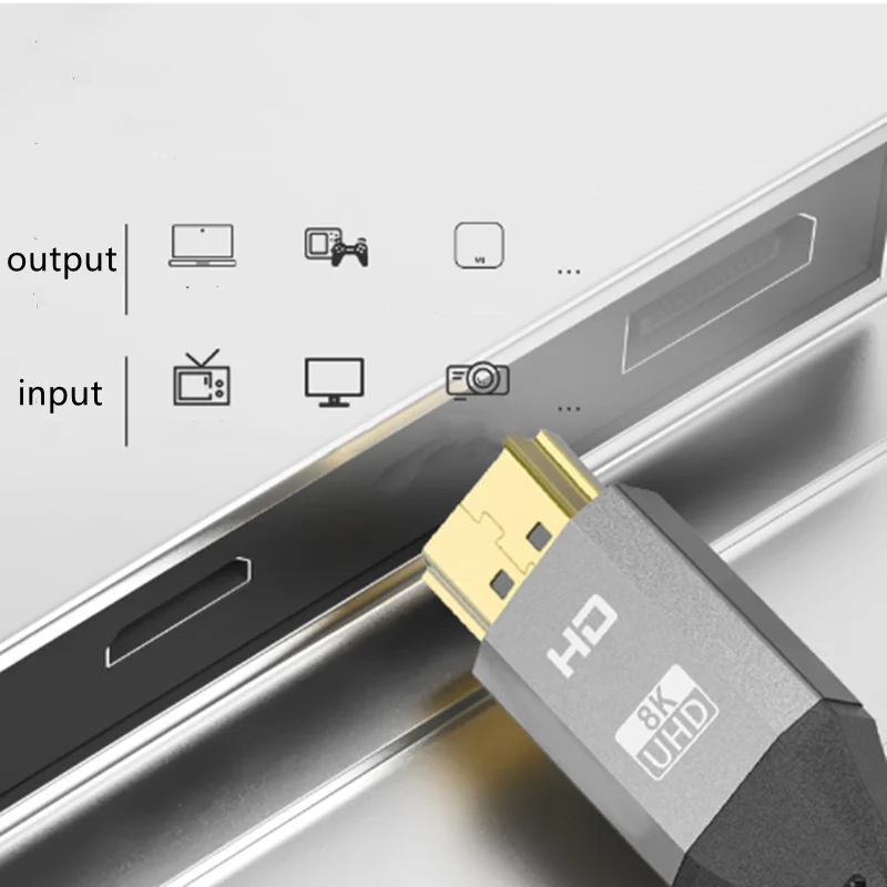 Kabel 2.1 kompatybilny z HDMI 8K @ 60Hz Splitter kabel przedłużający kompatybilny z HDMI kabel męski na żeński dla HDTV przełącznik do nintendo PS4/3