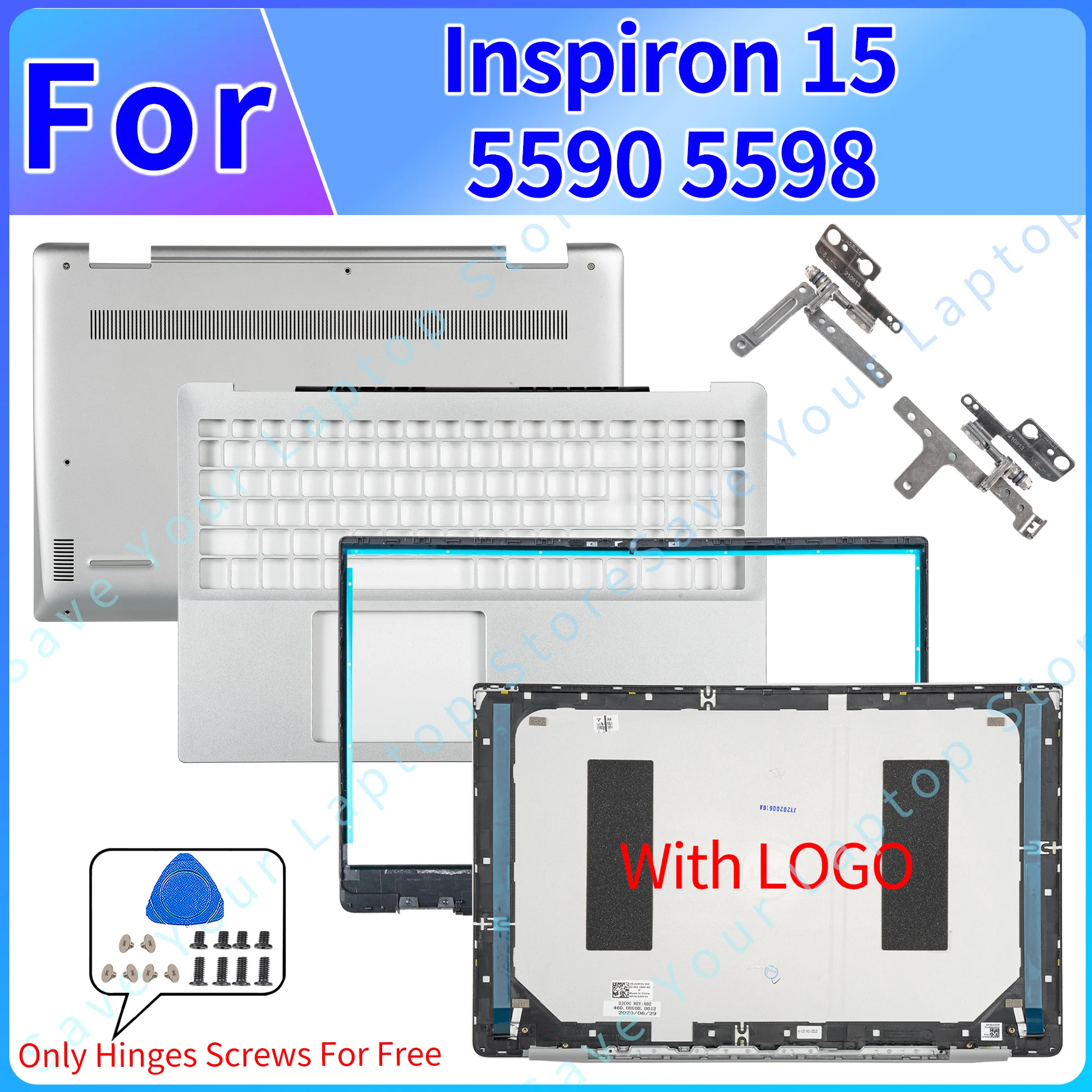 

Housing Case For Inspiron 15 5590 5598 Back Cover WHITE Bezel Palmrest Bottom Case 039T35 0KHGWH 15.6inch Repair