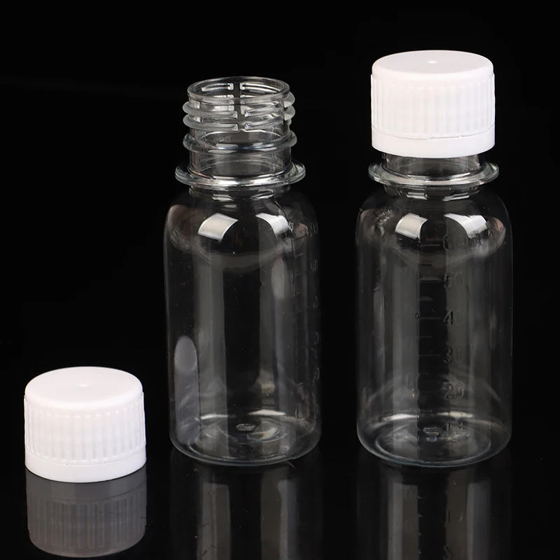60ml Plastic PET Empty Clear Seal Bottles Medicine Pill Vial Container Reagent Vials Packing Bottle with Scale Refillable Bottle - view 2
