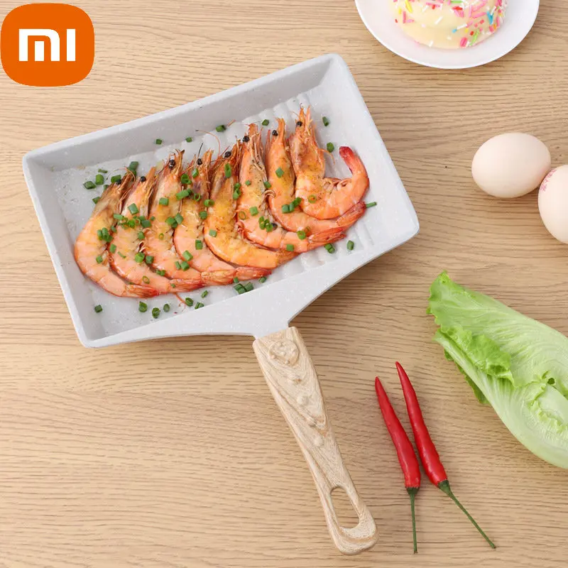 Xiaomi Frying Pan Tamagoyaki Omelette White Maifan Stone Non-stick Fry Egg Pan Pancake Kitchen Pot Use for Gas Cooker