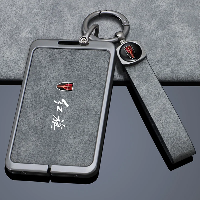 

Zinc Alloy Car Logo Key Protect Case Cover For Hongqi HS7 H9 Red Flag HS5 Card Keyring Smart Control Keychain Buckle Accessories